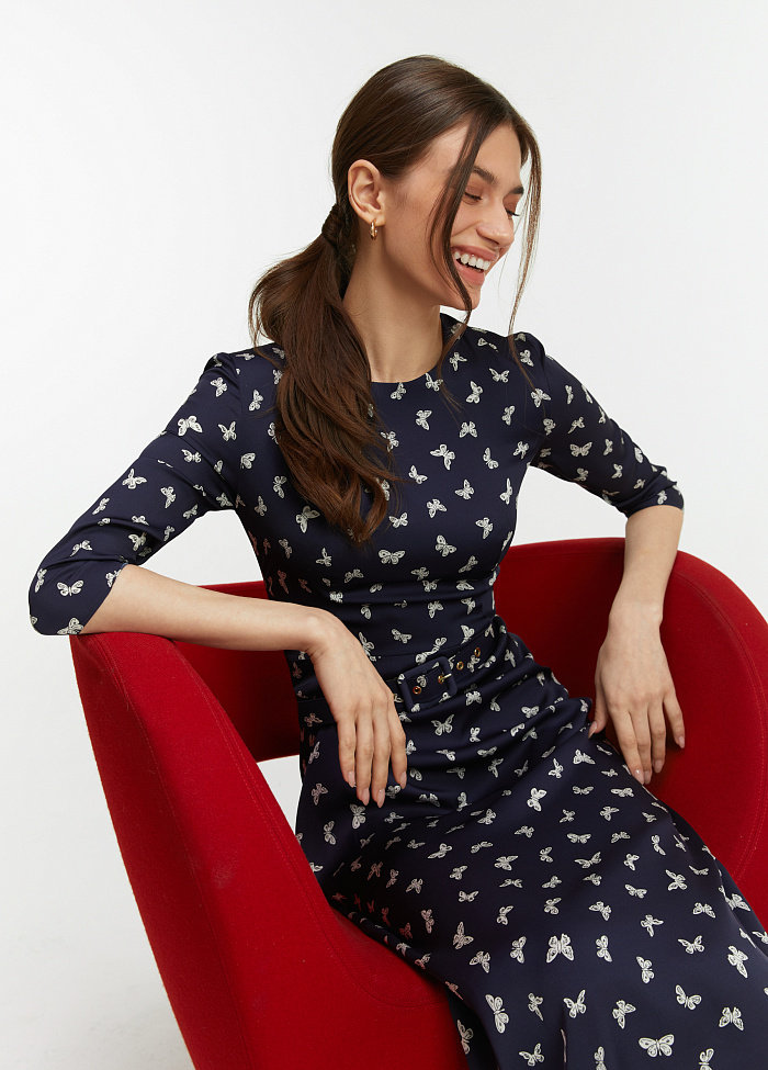 картинка Платье из шелка с ремнем от бренда Оксаны Лаврентьевой OLOLOL
