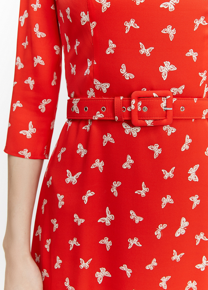 картинка Платье из шелка с ремнем от бренда Оксаны Лаврентьевой OLOLOL