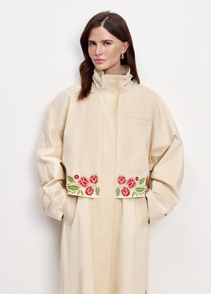 картинка Плащ из хлопка c вышивкой от бренда Оксаны Лаврентьевой OLOLOL