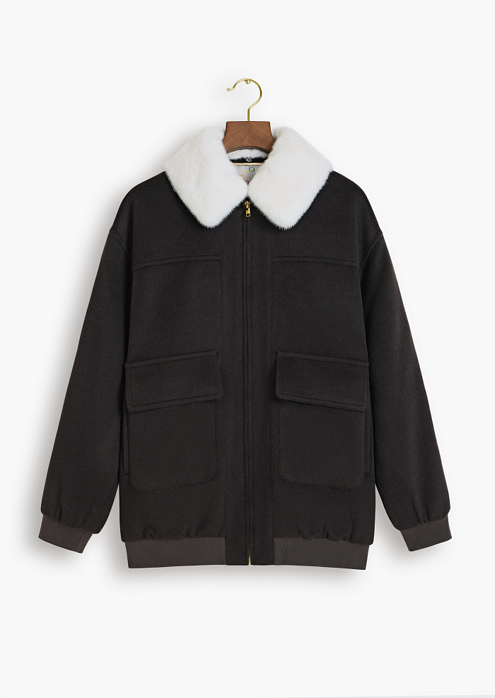 картинка Бомбер с воротником из норки от бренда Оксаны Лаврентьевой OLOLOL