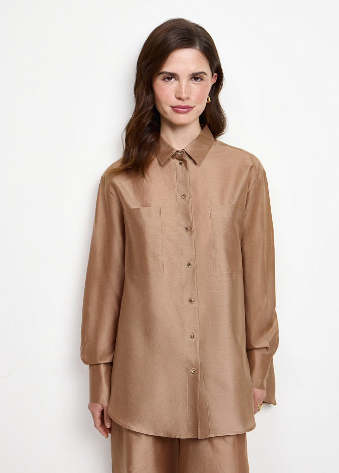 картинка Блузка из шелка и хлопка от бренда Оксаны Лаврентьевой OLOLOL